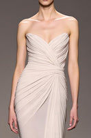 Load image into Gallery viewer, Elegant Ivory Strapless Sheath Ruched Long Evening Dress