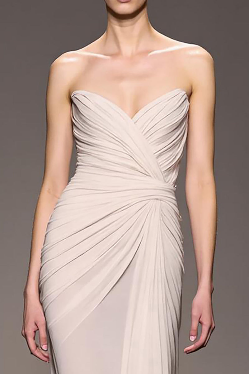 Load image into Gallery viewer, Elegant Ivory Strapless Sheath Ruched Long Evening Dress