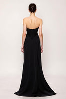 Load image into Gallery viewer, Black Sweetheart Sheath Long Evening Dress with Slit