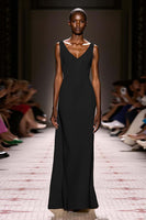 Load image into Gallery viewer, Simple Ivory V-Neck Satin Sheath Backless Long Evening Dress