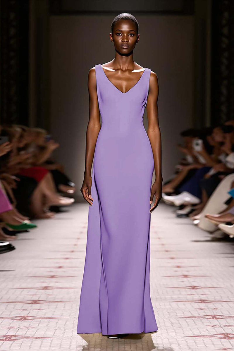 Load image into Gallery viewer, Simple Ivory V-Neck Satin Sheath Backless Long Evening Dress