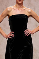 Load image into Gallery viewer, Simple Black Backless Velvet Long Evening Dress