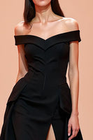 Load image into Gallery viewer, Black Off the Shoulder Corset Long Evening Dress with Slit
