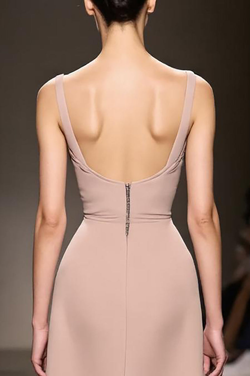 Load image into Gallery viewer, Simple Champagne Mermaid Satin Backless Long Evening Dress