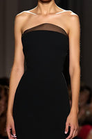 Load image into Gallery viewer, Simple Black Sheath Strapless Long Evening Dress