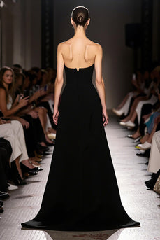 Simple Black Strapless Sheath Evening Dress