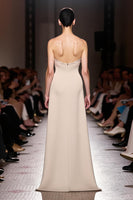 Load image into Gallery viewer, Simple Ivory Sheath Ruched Strapless Long Evening Dress with Slit