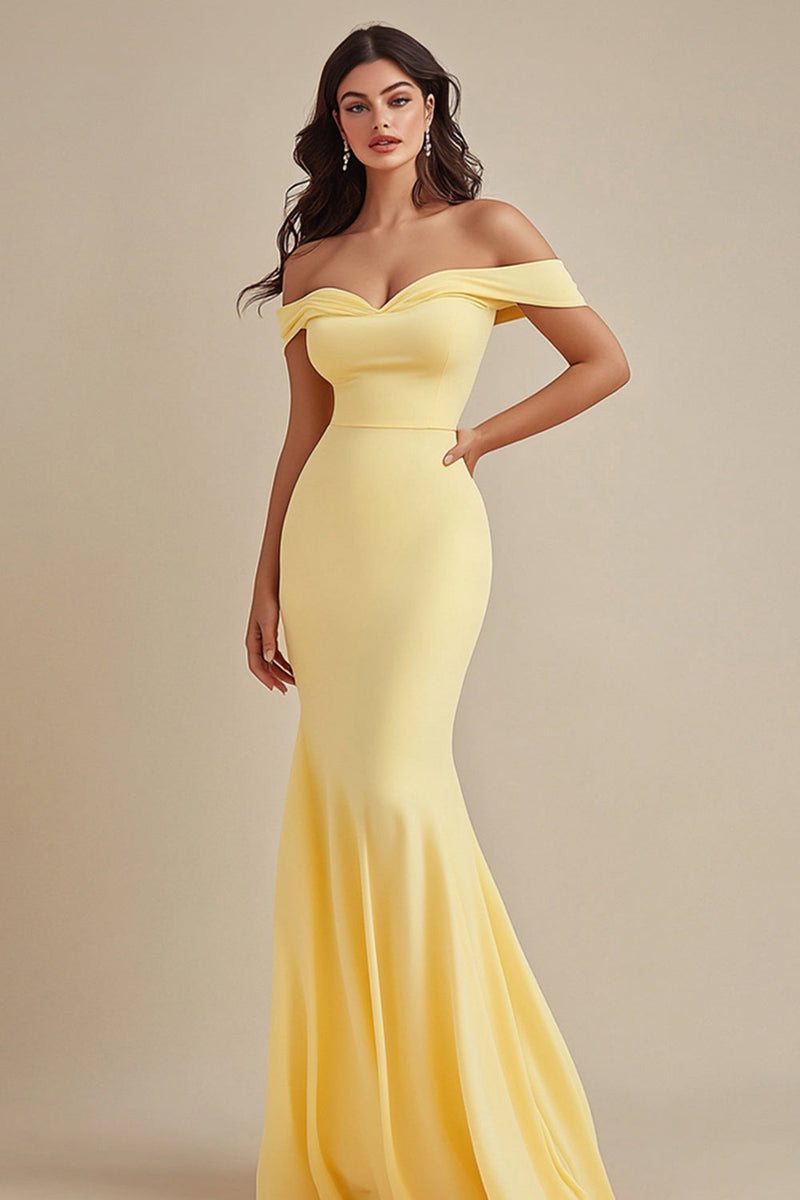 Load image into Gallery viewer, Black Off the Shoulder Satin Maxi Mermaid Evening Dress