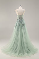 Load image into Gallery viewer, Sparkly Grey Pink Corset Sweetheart Long Prom Dress with Appliques