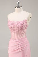 Load image into Gallery viewer, Pink Bodycon Corset Short Prom Dress with Lace