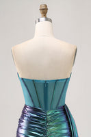 Load image into Gallery viewer, Sparkly Green Metallic Corset Tight Short Prom Dress with Ruffles