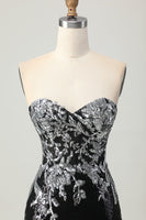 Load image into Gallery viewer, Sparkly Black Silver Sweetheart Tight Short Prom Dress with Sequins