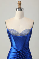 Load image into Gallery viewer, Sparkly Royal Blue Tight Short Corset Prom Dress with Beading
