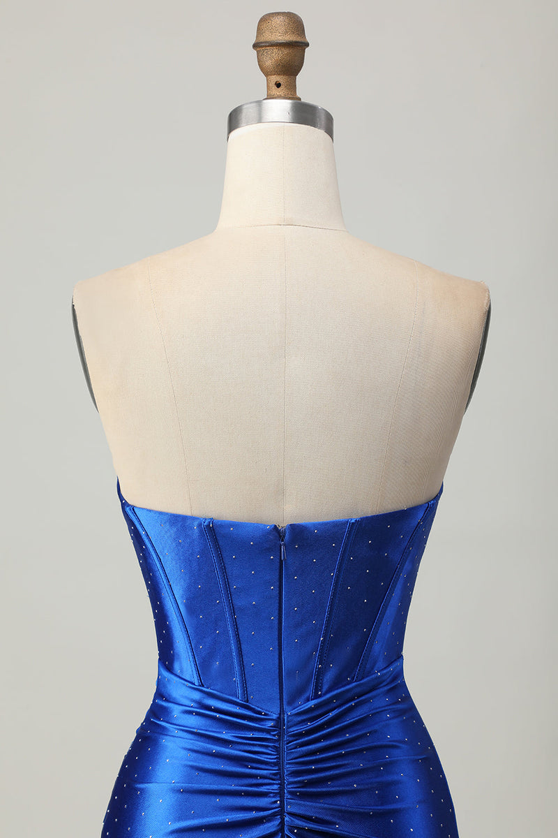 Load image into Gallery viewer, Sparkly Royal Blue Tight Short Corset Prom Dress with Beading