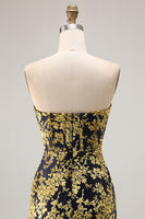 Load image into Gallery viewer, Peacock Green Floral Mermaid Strapless Long Corset Formal Dress with Slit