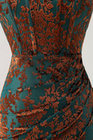 Load image into Gallery viewer, Peacock Green Floral Mermaid Strapless Long Corset Formal Dress with Slit