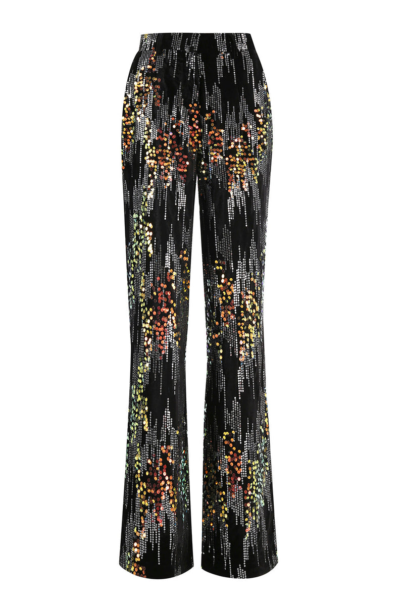 Load image into Gallery viewer, Sparkly 2 Piece Black Sequin Peak Lapel Women Prom Suits