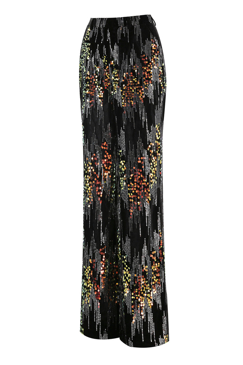 Load image into Gallery viewer, Sparkly 2 Piece Black Sequin Peak Lapel Women Prom Suits