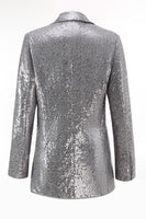 Load image into Gallery viewer, 2 Piece Sparkly Silver Notched Lapel Sequin Women Prom Suits