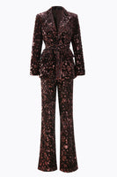 Load image into Gallery viewer, 2 Piece Sparkly Coffee Sequin Peak Lapel Women Prom Suits with Sash