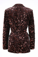 Load image into Gallery viewer, 2 Piece Sparkly Coffee Sequin Peak Lapel Women Prom Suits with Sash