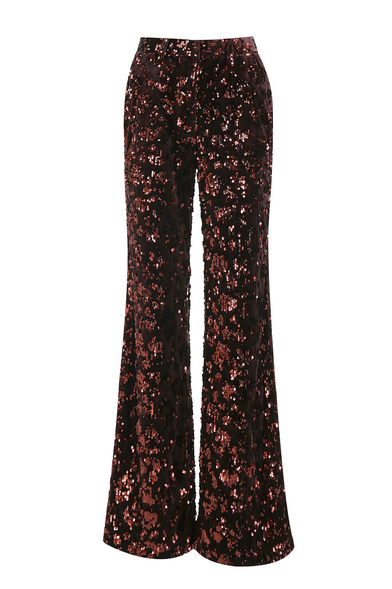 Load image into Gallery viewer, 2 Piece Sparkly Coffee Sequin Peak Lapel Women Prom Suits with Sash