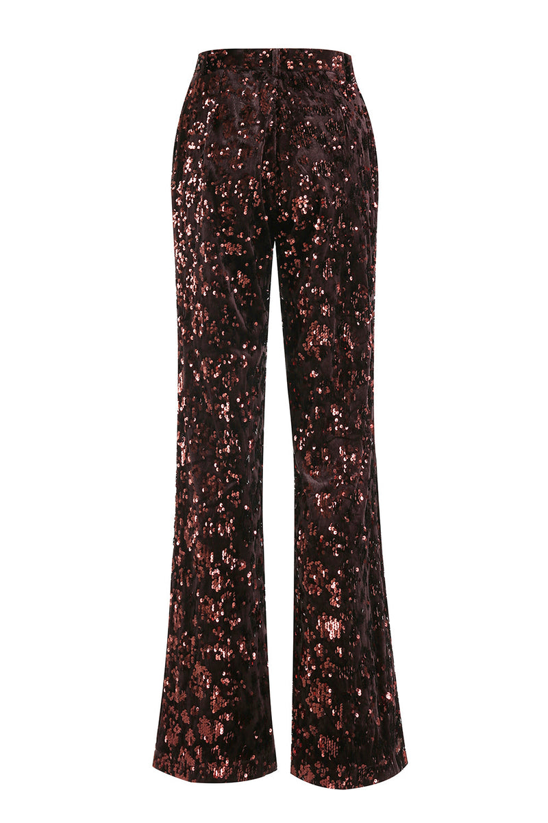 Load image into Gallery viewer, 2 Piece Sparkly Coffee Sequin Peak Lapel Women Prom Suits with Sash