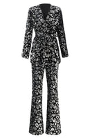 Load image into Gallery viewer, 2 Piece Sparkly Black Sequin Women Prom Suits with Sash