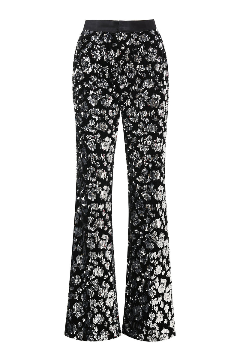 Load image into Gallery viewer, 2 Piece Sparkly Black Sequin Women Prom Suits with Sash