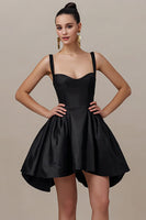 Load image into Gallery viewer, Simple Black A Line Satin Spaghetti Straps Mini Cocktail Dress