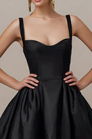 Load image into Gallery viewer, Simple Black A Line Satin Spaghetti Straps Mini Cocktail Dress