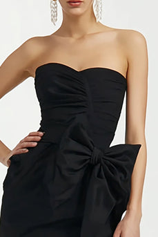Black Sweetheart Bodycon Mini Cocktail Dress with Bow