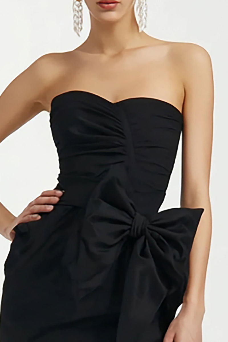 Load image into Gallery viewer, Black Sweetheart Bodycon Mini Cocktail Dress with Bow