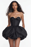 Load image into Gallery viewer, Simple Corset Sweetheart Satin A Line Little Black Dress