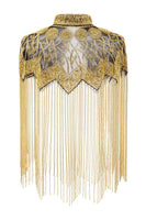 Load image into Gallery viewer, Sparkly Black Golden Fringed Beaded 1920s Cape