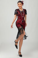 Load image into Gallery viewer, Sparkly Black Golden Sequins Flapper Dress with Fringes
