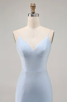Load image into Gallery viewer, Sparkly Blue Tight Backless Short Prom Dress with Beading
