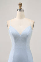 Load image into Gallery viewer, Sparkly Light Blue Short Tight Prom Dress with Beading