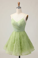 Load image into Gallery viewer, Green Spaghetti Straps A Line Short Prom Dress