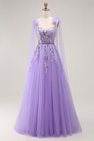 Load image into Gallery viewer, Sparkly Purple Tulle A Line Long Prom Dress with Sequins