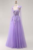 Load image into Gallery viewer, Sparkly Purple Tulle A Line Long Prom Dress with Sequins