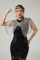 Load image into Gallery viewer, Sparkly Black Golden Sequins Tulle 1920s Cape