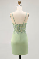 Load image into Gallery viewer, Sparkly Matcha Short Tight Corset Prom Dress with Lace