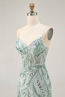 Load image into Gallery viewer, Sparkly Green Spaghetti Straps Corset Short Prom Dress with Sequins