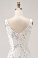 Load image into Gallery viewer, Sparkly White V-Neck Tight Short Prom Dress with Lace