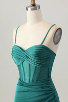Load image into Gallery viewer, Dark Green Satin Corset Tight Short Prom Dress
