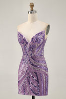Load image into Gallery viewer, Sparkly Royal Blue Tight Beaded Strapless Short Prom Dress