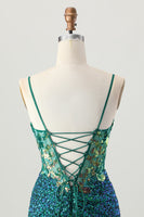 Load image into Gallery viewer, Sparkly Dark Green Corset Sequin Short Tight Prom Dress