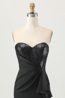 Load image into Gallery viewer, Sparkly Black Corset Tight Strapless Short Prom Dress with Sequins