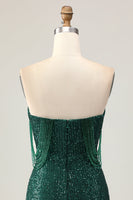 Load image into Gallery viewer, Sparkly Dark Green Short Sequins Tight Prom Dress with Beading